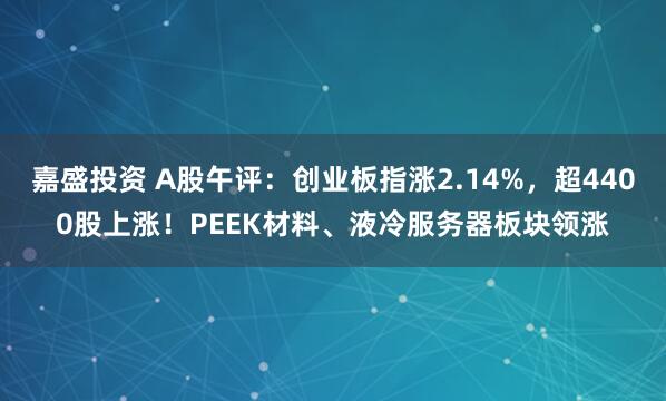嘉盛投资 A股午评：创业板指涨2.14%，超4400股上涨！PEEK材料、液冷服务器板块领涨